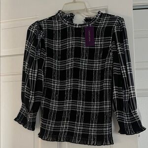 Lacuna Black and White Checkered Women's Blouse